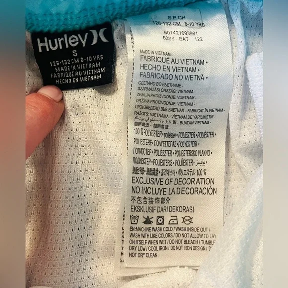 Hurley Boys' Pull on Swim Trunks, Neptune Blue / Parrot Floral, sz Small 8 - 10 - Picture 5 of 6